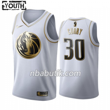 NBA Børn Trøje Dallas Mavericks Seth Curry 30 Nike 2019-20 Hvid Golden Edition Swingman
